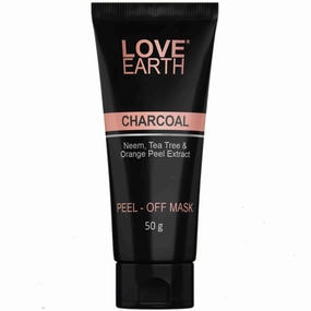Love Earth Charcoal Peel Off Mask with Activated Charcoal and Neem Extracts For Acne, Pimples & Whiteheads removal 50g