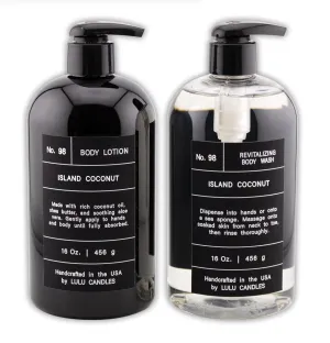 Lulu Candles, Island Coconut, Revitalizing Body Wash & Nourishing Body Lotion, 2-Piece Set, Full Size - 16 Fl Oz.