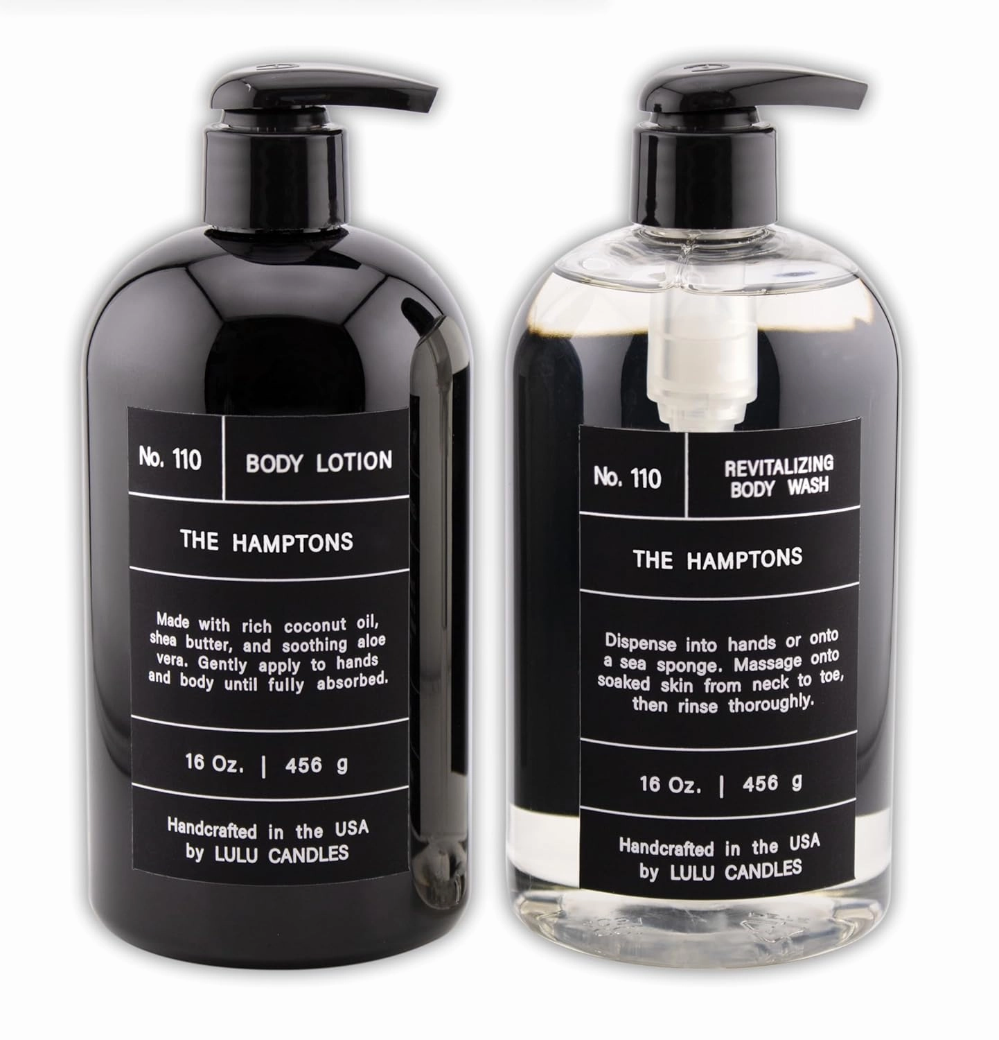 Lulu Candles, The Hamptons - Fresh Citrus & Ocean Mist, Revitalizing Body Wash & Nourishing Body Lotion, 2-Piece Set, Full Size - 16 Fl Oz.