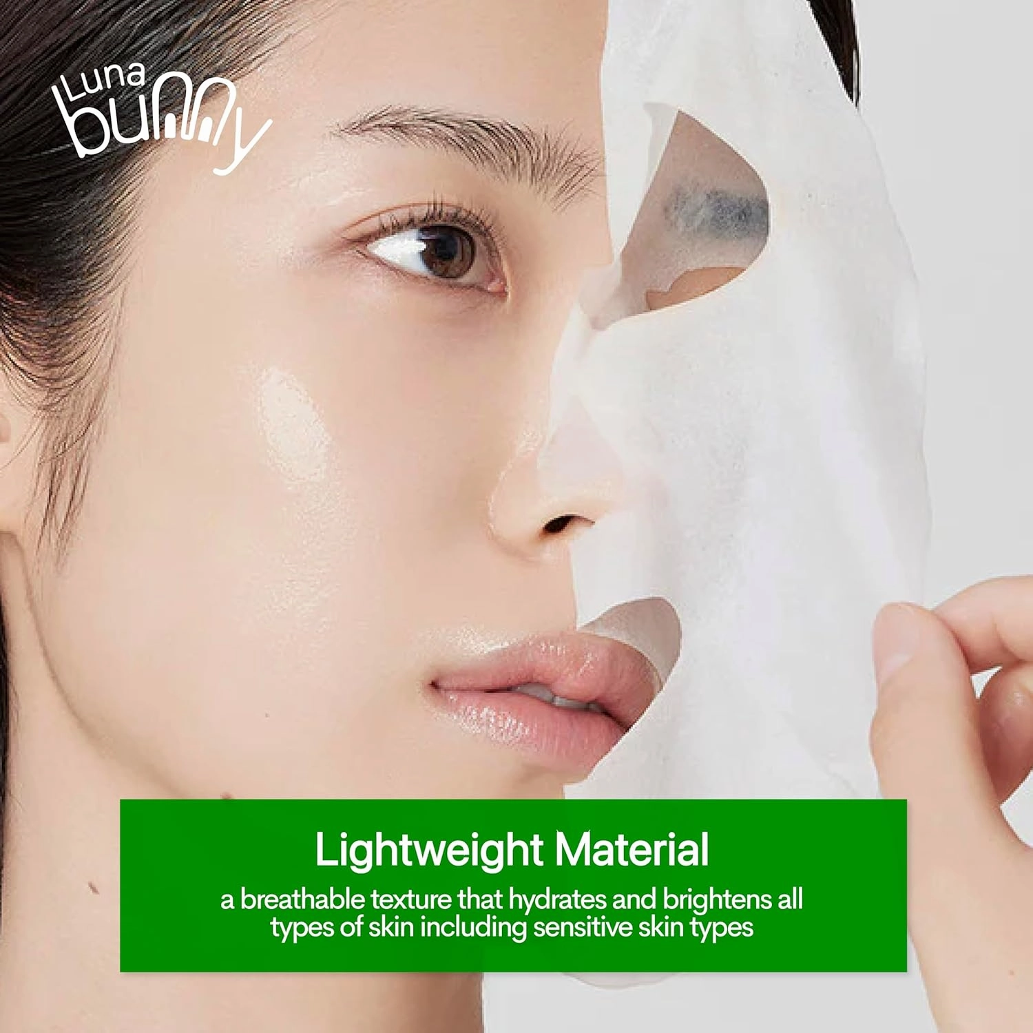 Luna Bunny 24PK Facial Sheet Mask, Brightening, Nourishing & Hydrating Korean Skincare for Self Care, Home Spa with Aloe, Coconut, Vitamin & Hyaluronic (Aloe Vera)