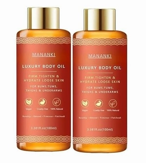 Luxury Body Oil, Natural Firming and Hydrating Oil for Arms, Chest, Thighs and Tummy, 3.38 fl oz, 2-Pack