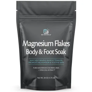 M3 Naturals Soothing Magnesium Flakes for Body & Foot, Bath Salts for Calm & Muscle Comfort, Stem Cell Extract for Skin Renewal & Hydration, 28 OZ (1.75 LB)