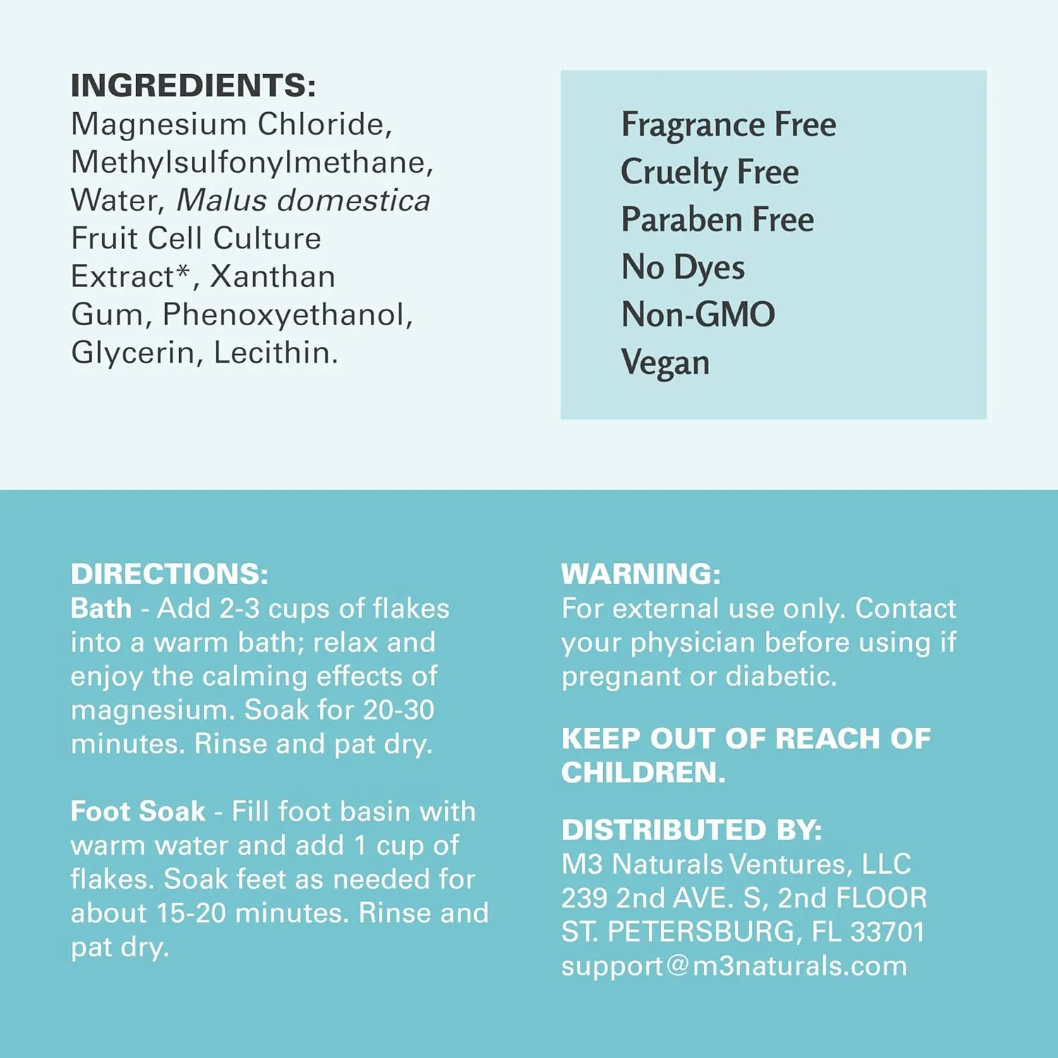 M3 Naturals Soothing Magnesium Flakes for Body & Foot, Bath Salts for Calm & Muscle Comfort, Stem Cell Extract for Skin Renewal & Hydration, 28 OZ (1.75 LB)