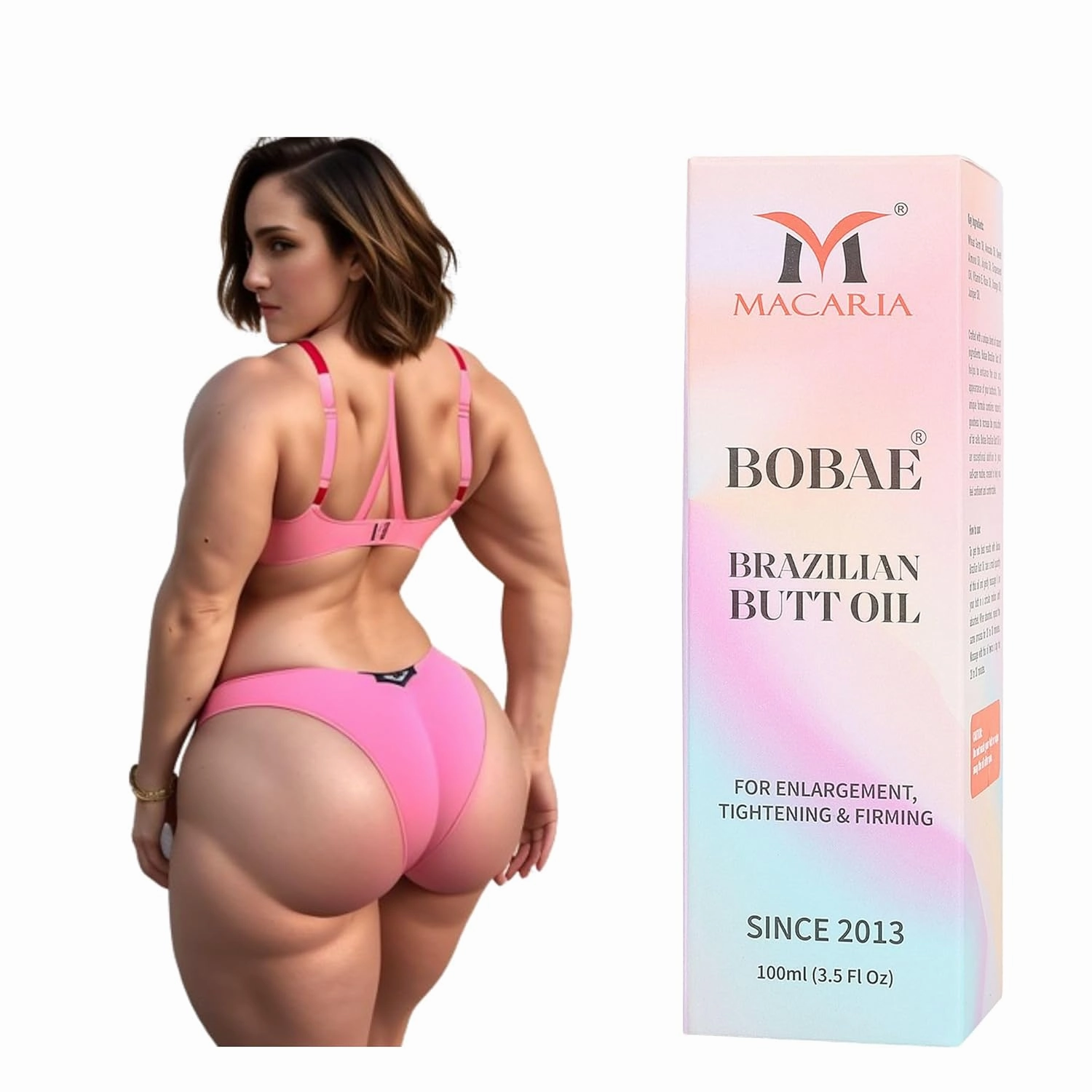 MACARIA Bobae Brazilian Booty Oil For Bigger Butt fast Enalrgement for women Bum Lifting Shaping Bum Tightening Cream