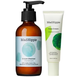 Mad Hippie Face Cream & Cream Cleanser Skin Care Set - Face Lotion for Women/Men with Niacinamide, Matrixyl Peptide Complex   Hydrating Facial Cleanser with Organic Jojoba Oil (2 Piece Set)
