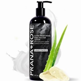 MADE IN THE USA Ultra Moisturizing Shea Butter Lotion with Hyaluronic Acid and Rosehip Oil for anti-aging ORGANIC VEGAN body and hand lotion 16oz (Unscented)