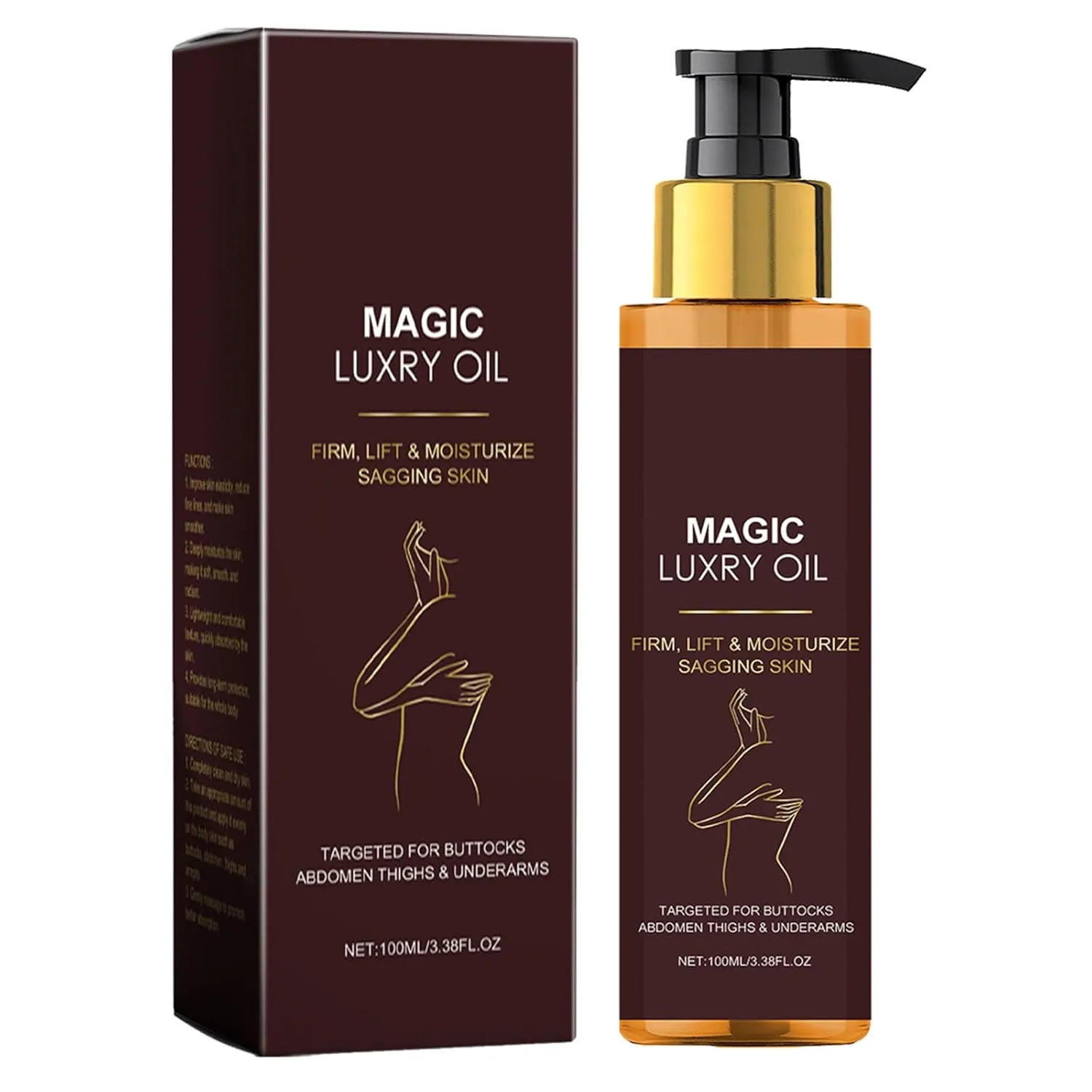 Magic Body Firming Oil, Hydrating and Firming Skin Oil for Arms, Body oil substitute containing vitamin E, rosehip, and almond, Full Body Use(3.38oz)