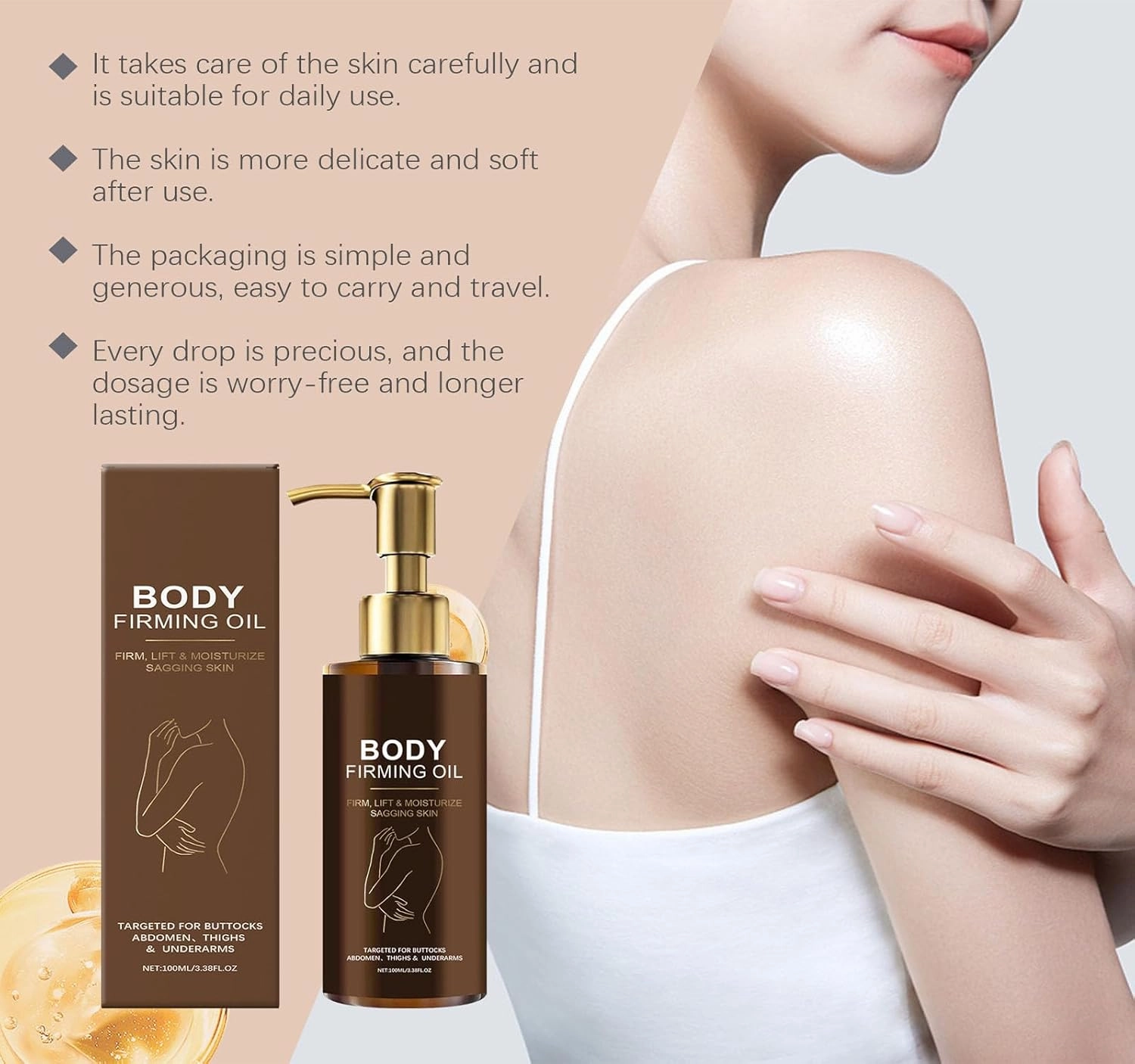 Magic Body Firming Oil, 100ml Collagen Lifting Body Oil, Hydrating Bodys Tightening Lotion, Magic Luxury Bodys Oil, Hydrating and Firming Skin for Full Bod y Use, Natural Ingredients (1PC)