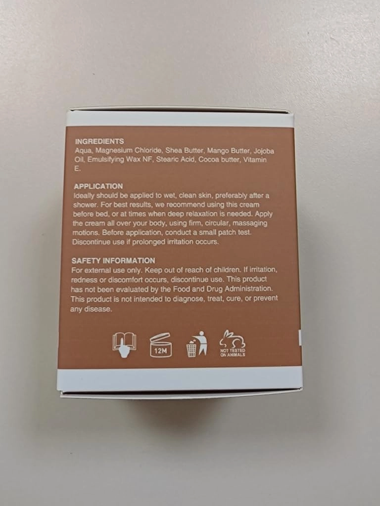 Magnesium Cream for Sleep, Muscle Soreness & Cramps Relief with Jojoba Oil, Vitamin E, Shea Butter - Topical Magnesium Lotion for Calm & Relaxation (4 fl, Cocoa)