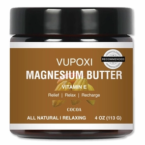Magnesium Cream for Sleep, Muscle Soreness & Cramps Relief with Jojoba Oil, Vitamin E, Shea Butter - Topical Magnesium Lotion for Calm & Relaxation (4 fl, Cocoa)