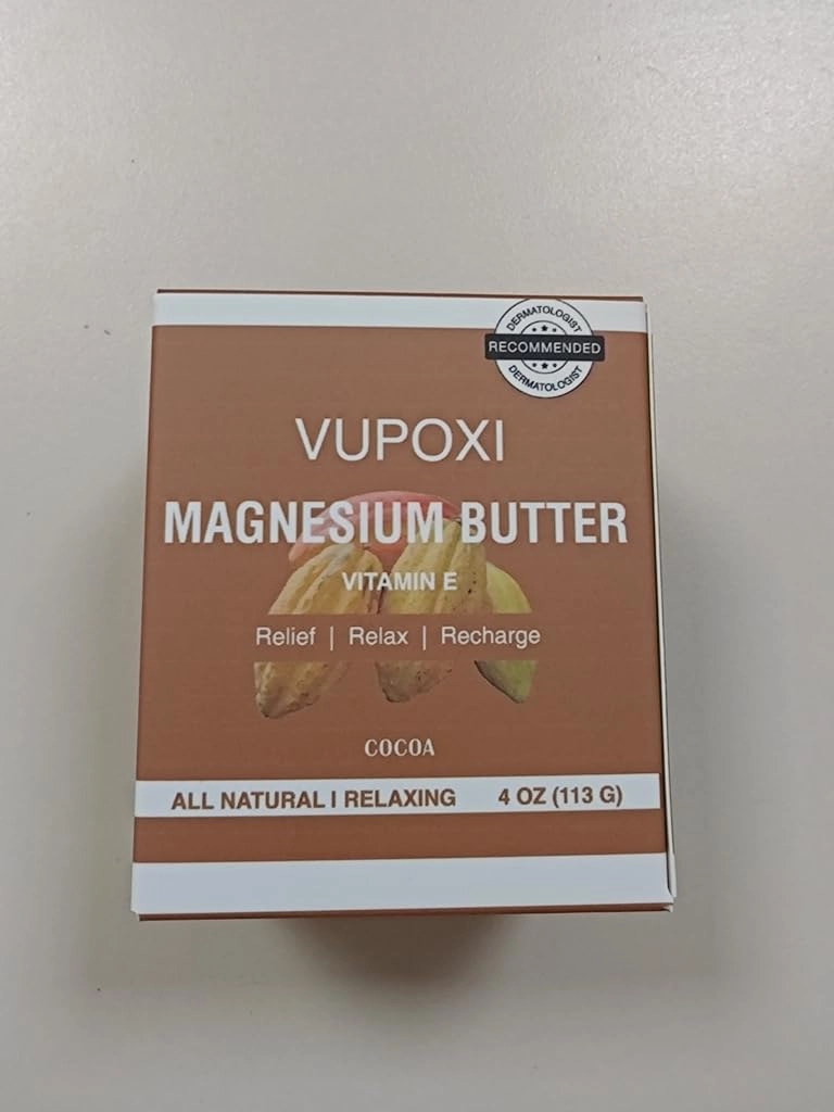 Magnesium Cream for Sleep, Muscle Soreness & Cramps Relief with Jojoba Oil, Vitamin E, Shea Butter - Topical Magnesium Lotion for Calm & Relaxation (4 fl, Cocoa)