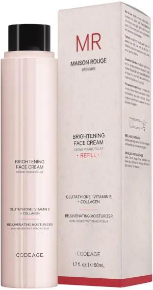 Maison Rouge Brightening Face Cream Refill by Codeage – Glutathione Cream, Collagen Peptides, Vitamin E, CoQ10 – Radiance & Antioxidant Complex – Paraben and Sulfates Free – Skin Care - 1.7 fl oz