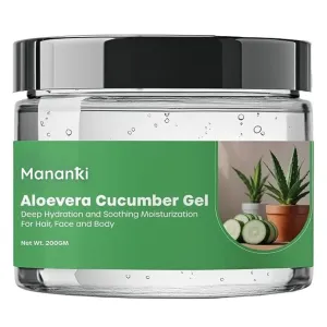 Mananki Aloe Vera Cucumber Gel, Deep Hydrating Moisturizer for Hair Face and Body, 200g