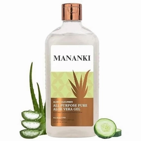 Mananki All Purpose Pure Aloe Vera Gel with Cucumber, 300 ml, Moisturizing & Non-Sticky Gel, For Skin and Hair