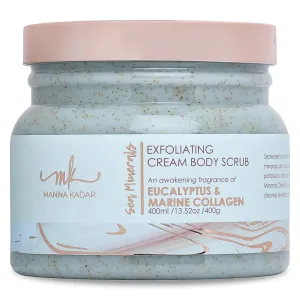Manna Kadar Beauty Sea Minerals Cream Body Scrub, Eucalyptus & Marine Collagen - Hydrating, Exfoliating, Gentle Enough to Use Daily, Dead Sea Minerals Boost Circulation, Removes Dry Skin, Moisturizes