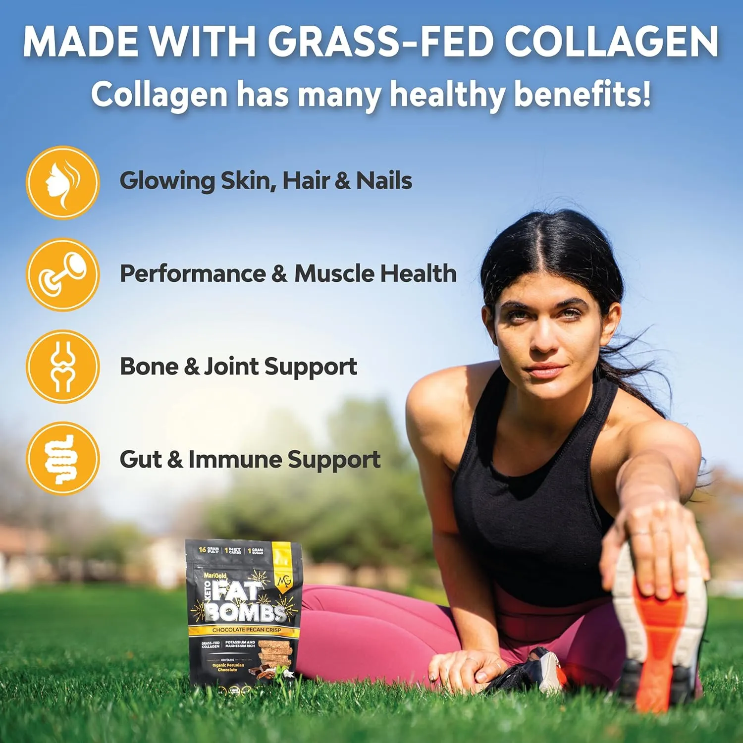 MariGold Keto Fat Bombs - Chocolate Pecan Crisp - Low Carb, Collagen Rich, Grass-fed Ghee, Organic Cocoa Butter, Gluten-Free, Non-GMO (2 bags, 5 Servings each), No Weird Aftertaste