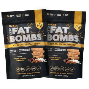 MariGold Keto Fat Bombs - Chocolate Pecan Crisp - Low Carb, Collagen Rich, Grass-fed Ghee, Organic Cocoa Butter, Gluten-Free, Non-GMO (2 bags, 5 Servings each), No Weird Aftertaste