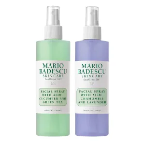 Mario Badescu Facial Spray Duo - Includes Aloe, Chamomile & Lavender PLUS Aloe, Cucumber & Green Tea Toner for Face, Neck or Hair - Cooling and Hydrating Face Mist for All Skin Types, Dewy Finish