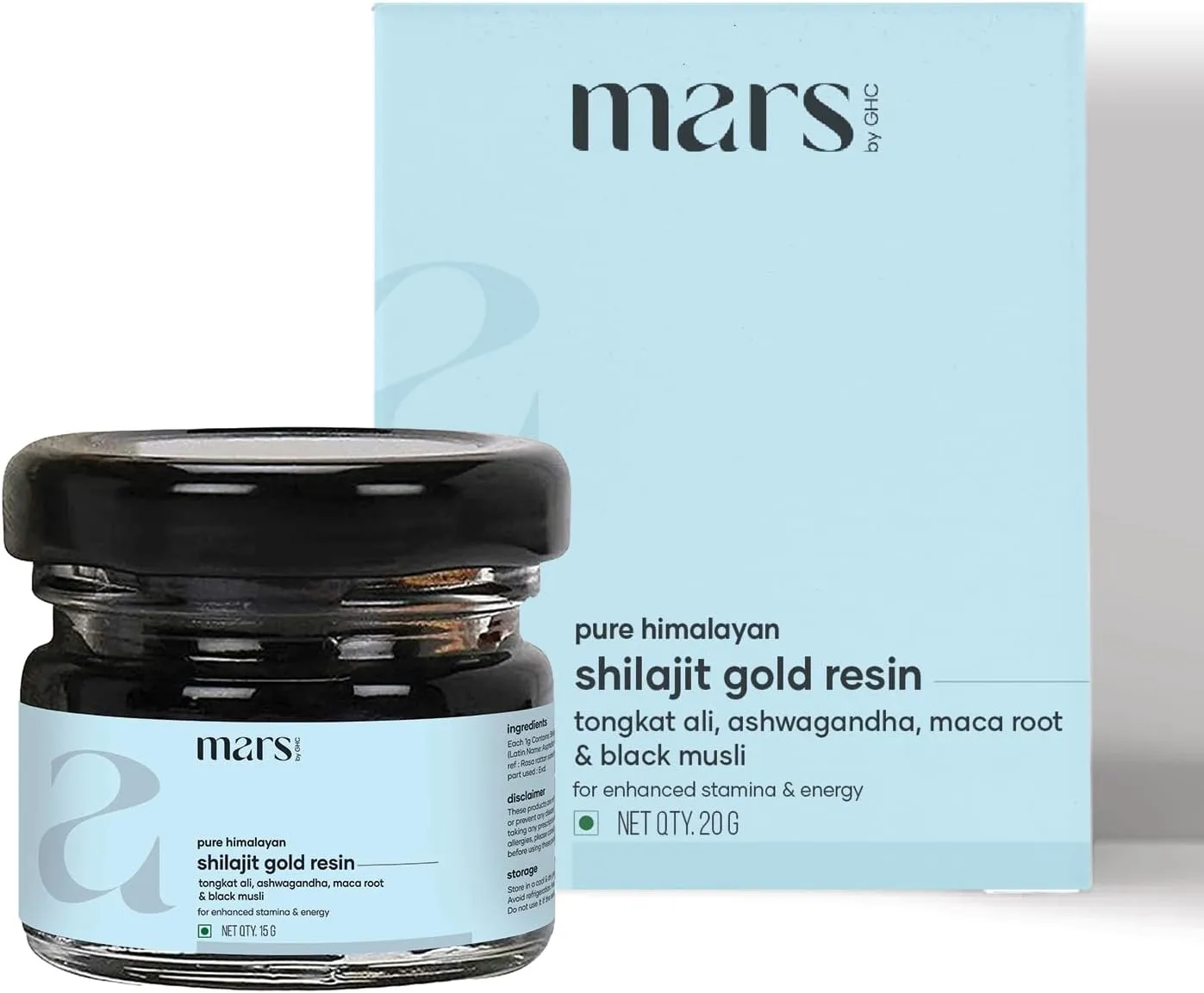mars by GHC Pure Himalayan Shilajit Gold (Resin) Powered with Shilajit and Surgemax - 20g - Pack of 1 | Pure Organic Shilajit Resin sourced from Himalayas