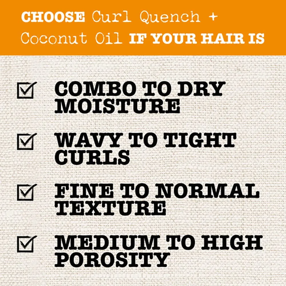 Maui Moisture Curl Quench   Coconut Oil Shampoo   Conditioner to Hydrate and Detangle Tight Curly Hair, Softening Shampoo, Vegan, Silicone & Paraben-Free, 13 Fl Oz