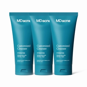 MDacne Hydrating Facial Cleanser 3-Pack with Salicylic Acid 0.5% - Acne Treatment with Plant-Based Ingredients to Remove Dirt & Oil, Protect Skin & Unclog Pores - Calms Redness & Irritation