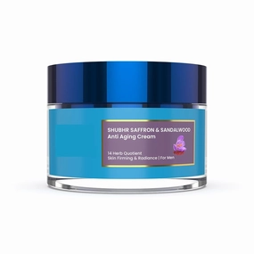 Men Face Cream Natural Skin Brightening Cream Anti Aging Cream for Men with Sandalwood Saffron and Almond Oil (14 Herbs 50g)