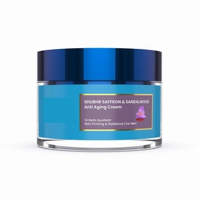 Men Face Cream Natural Skin Brightening Cream Anti Aging Cream for Men with Sandalwood Saffron and Almond Oil (14 Herbs 50g)