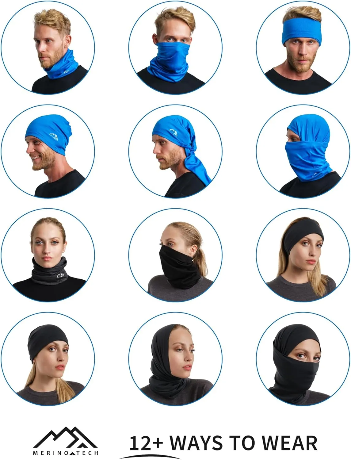 Merino.tech Merino Wool Ski Neck Gaiter - Face Mask Neck Warmer for Men & Women