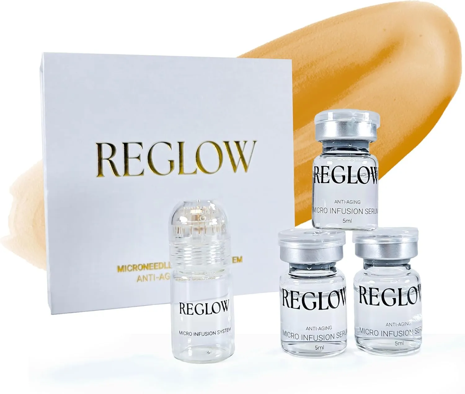 Micro-Infusion System – 24k Gold-Plated Microneedling Tool with Anti-Aging Serum for Hydration & Radiant Skin – at-Home Facial Kit for Wrinkle-Free, Youthful Results (1.5 Months Supply)