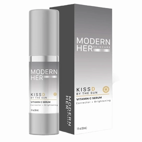 ModernHer’s KISSD Vitamin C Serum - Brightener Anti Aging Serum with Vitamin C, Cucumber Extract and Peptides - Calms, Enhances and Balances Visible Appearance of Even Skin Tone, 1oz