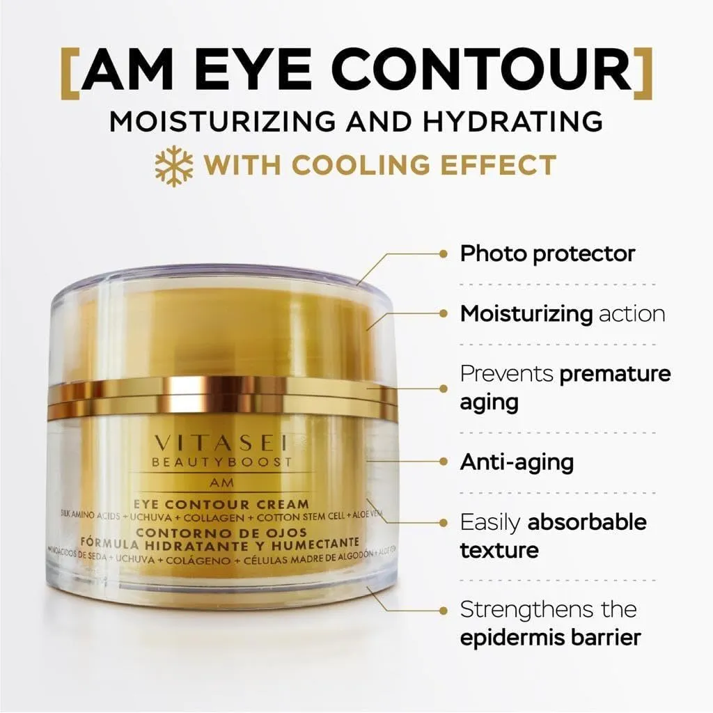Moisturizing Eye Cream w/Aloe Vera, Collagen, Hyaluronic Acid, Cotton Stem Cells for Dark Circles, Puffiness & Bags - Under Eye Hydration Cream for Women & Men (1 Fl Oz)