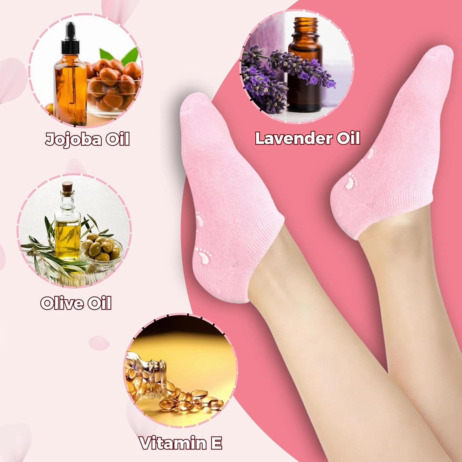 Moisturizing Socks for Dry Cracked Feet Women and Men Hydrating Gel Spa Sock Foot Moisturizer During Overnight… (2 Pairs (Pink))