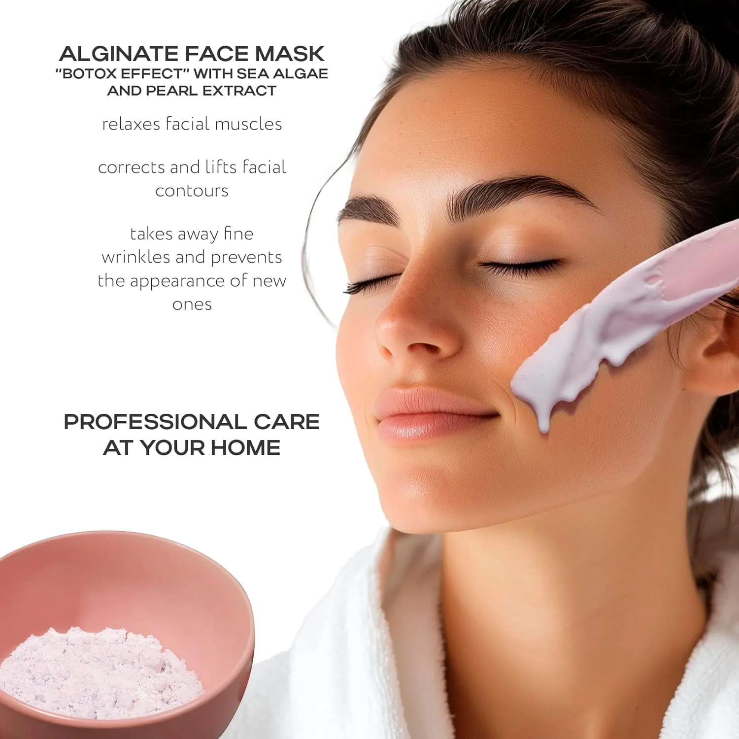 Name Skin Care Alginate Powder Face Mask with Chlorella Seaweed and Pearl Extract - 2.2lb, 40 Applications - Peel Off Korean Beauty Natural Fascial Skincare - Hydrating Moisturizing Peeling Spa Kit