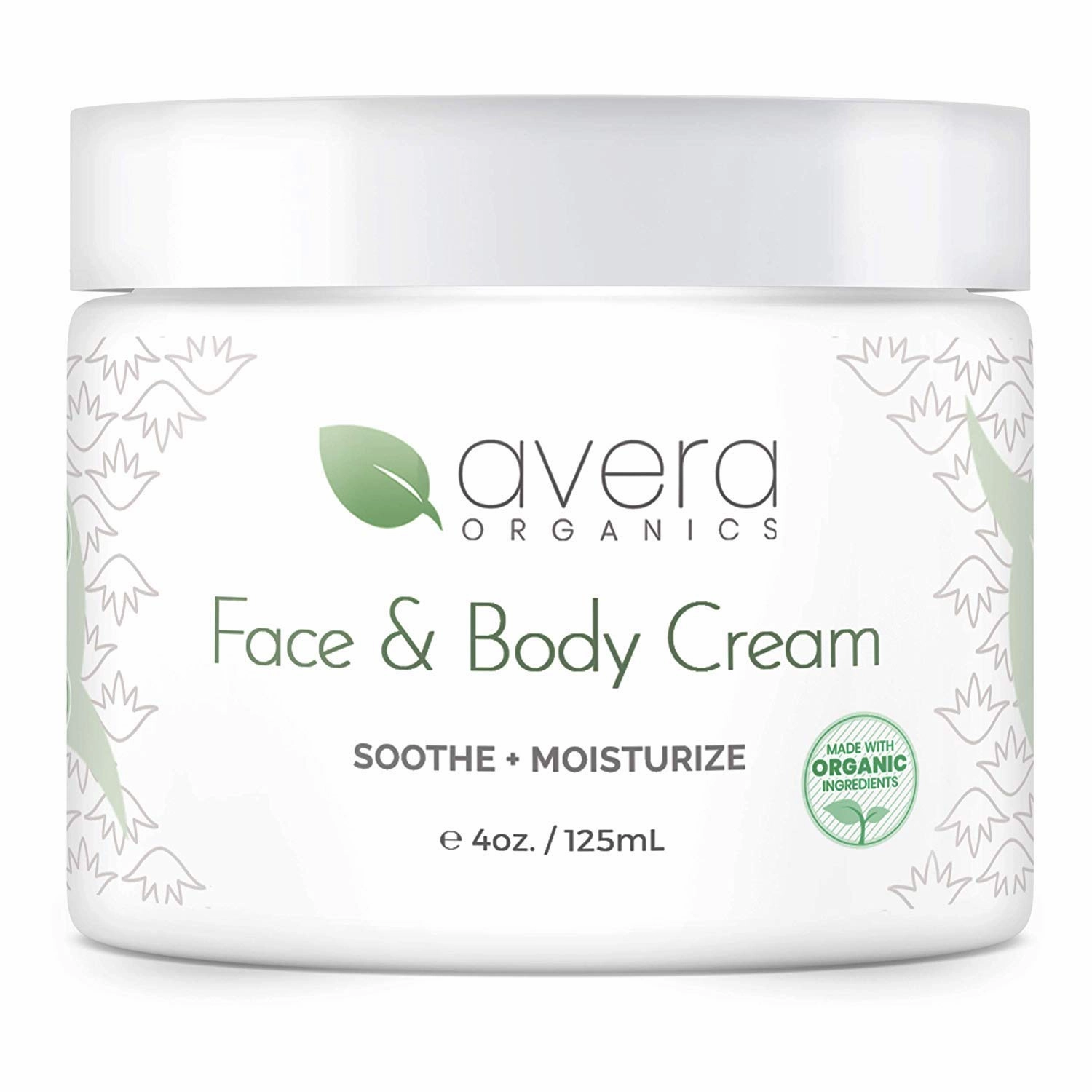 Natural Face and Body Cream Moisturizer – Organic Aloe Vera – Lotion for Dry Skin Eczema Psoriasis (4 ounces)