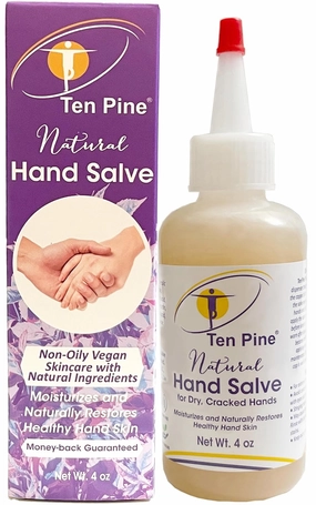 Natural Vegan Hand Salve, Moisturizes and Restores Healthy Hand Skin, for Dry, Cracked, and Over-worked Hands, 4 Oz Bottle, (1 Pack), by Ten Pine