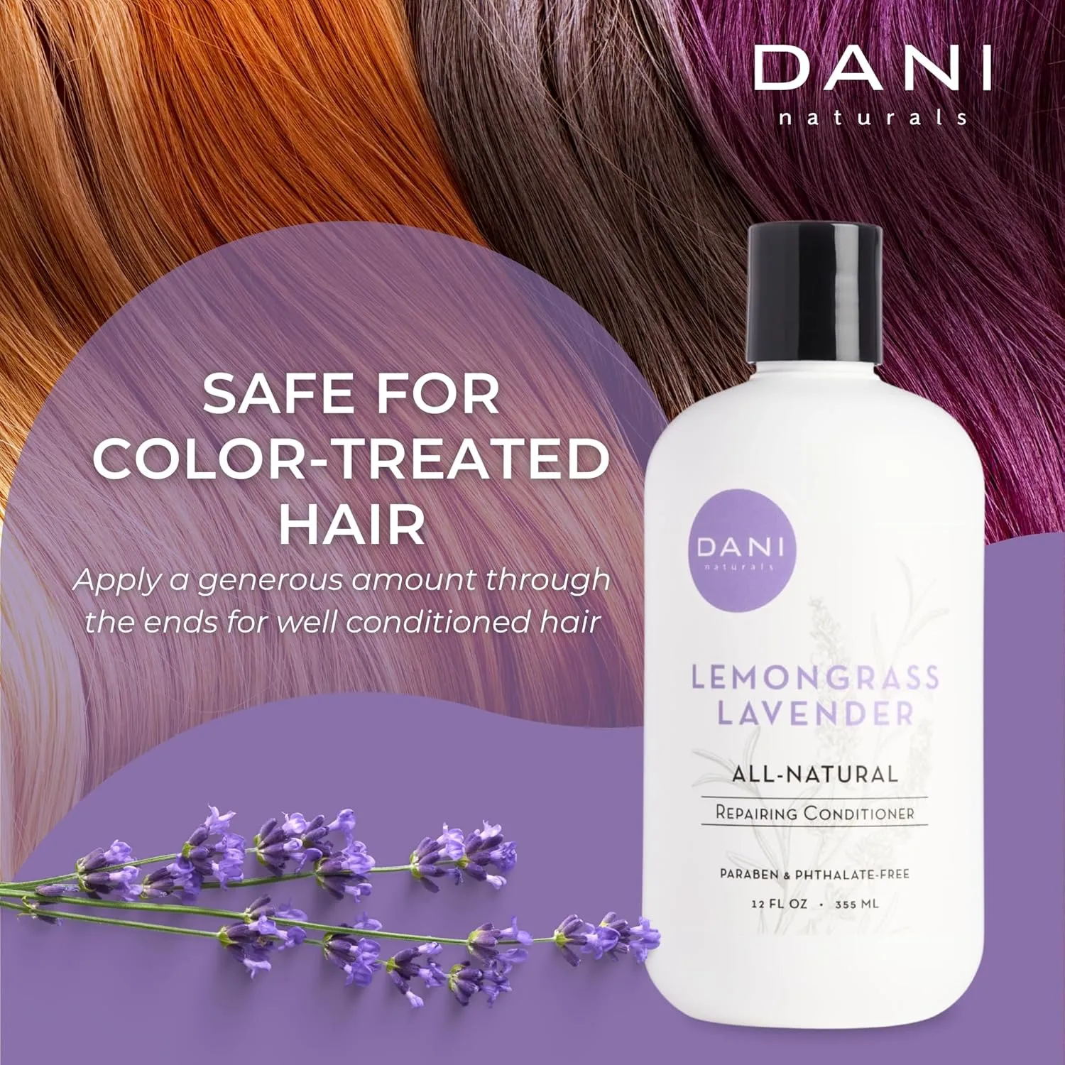 Naturals Conditioner – Lemongrass Lavender, Hydrating & Repairing, Soothes Scalp Redness & Dryness, Reduces Dandruff, Color-Safe & Vegan, 12 oz