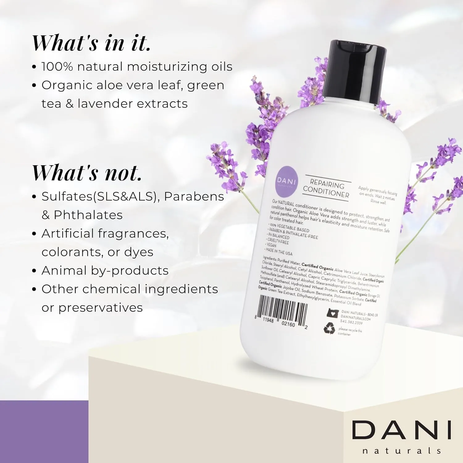 Naturals Conditioner – Lemongrass Lavender, Hydrating & Repairing, Soothes Scalp Redness & Dryness, Reduces Dandruff, Color-Safe & Vegan, 12 oz