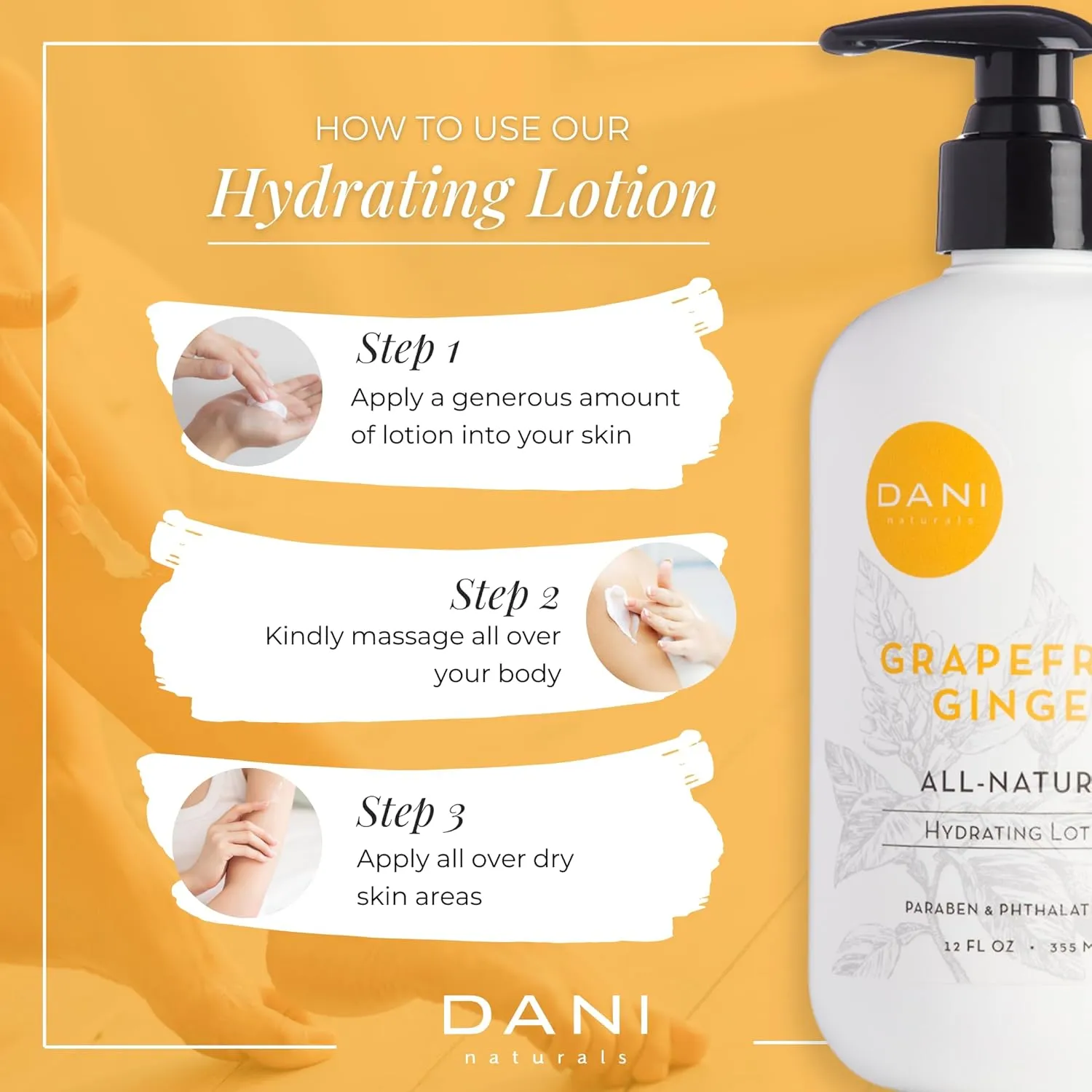 Naturals Hand & Body Lotion - Grapefruit Ginger, Hydrating Lotion with Aloe Vera, Vitamin E & Shea Butter, Moisturizing for All Skin Types, Paraben-Free, 12 Oz