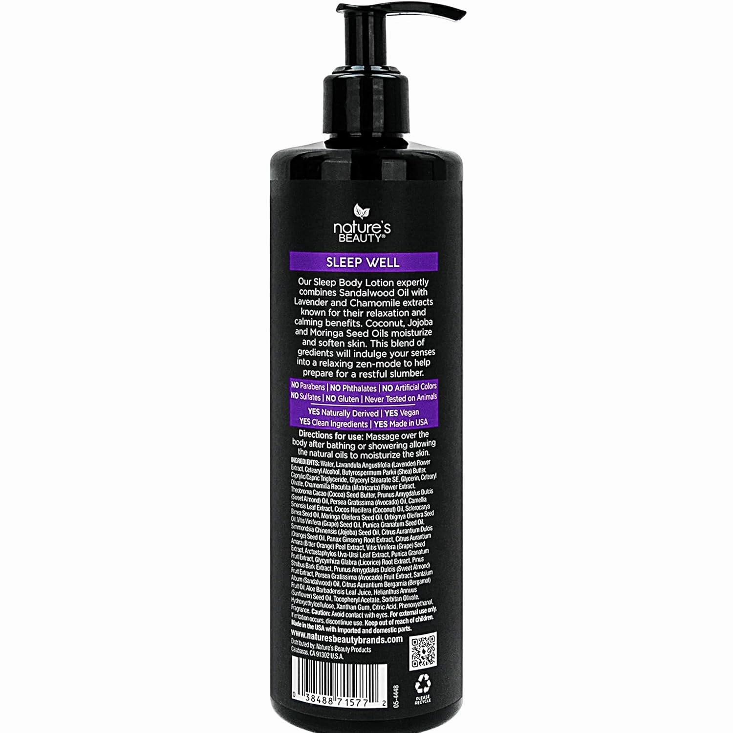 Nature's Beauty Lavender Chamomile Sleep Body Wash for Women Multi-Pack- Gentle Bath   Body Cleanser, Sooth and Calm Combination to Dry Skin Made w/Coconut, Jojoba   Moringa Seed Oils 16floz (1 Pack)
