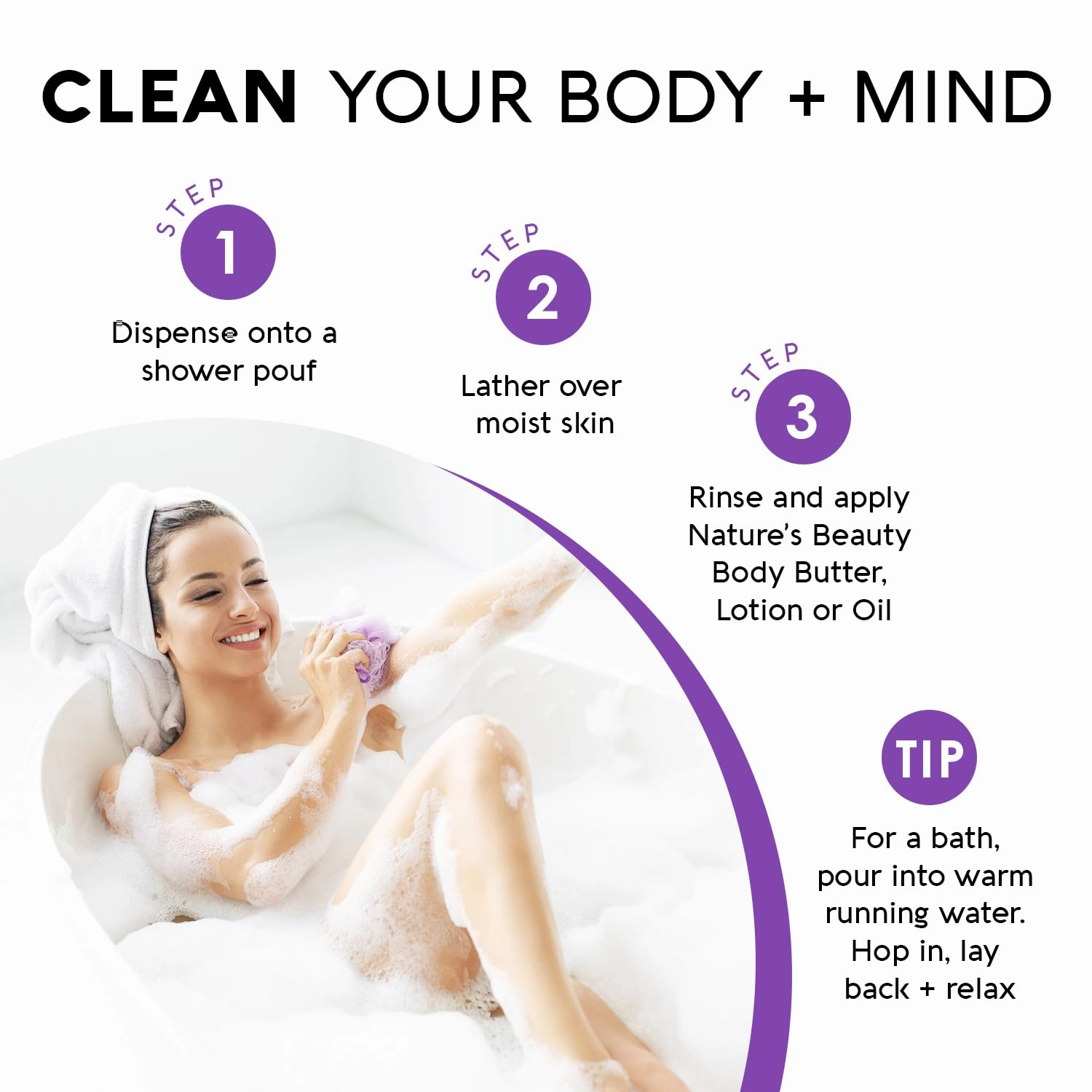 Nature's Beauty Lavender Chamomile Sleep Body Wash for Women Multi-Pack- Gentle Bath   Body Cleanser, Sooth and Calm Combination to Dry Skin Made w/Coconut, Jojoba   Moringa Seed Oils 16floz (1 Pack)