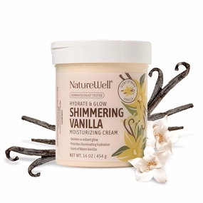 NATURE WELL Shimmering Vanilla Hydrate & Glow Moisturizing Cream For Face & Body, Intensely Nourishing & Softening, Delivers A Sparkling Radiance & Illuminating Hydration, Warm Vanilla Scent, 16 Oz