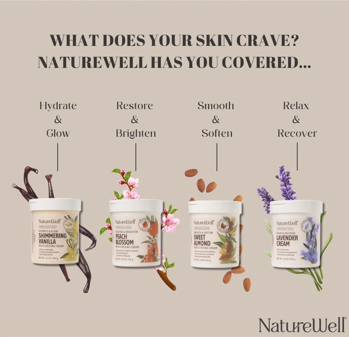 NATURE WELL Shimmering Vanilla Hydrate & Glow Moisturizing Cream For Face & Body, Intensely Nourishing & Softening, Delivers A Sparkling Radiance & Illuminating Hydration, Warm Vanilla Scent, 16 Oz