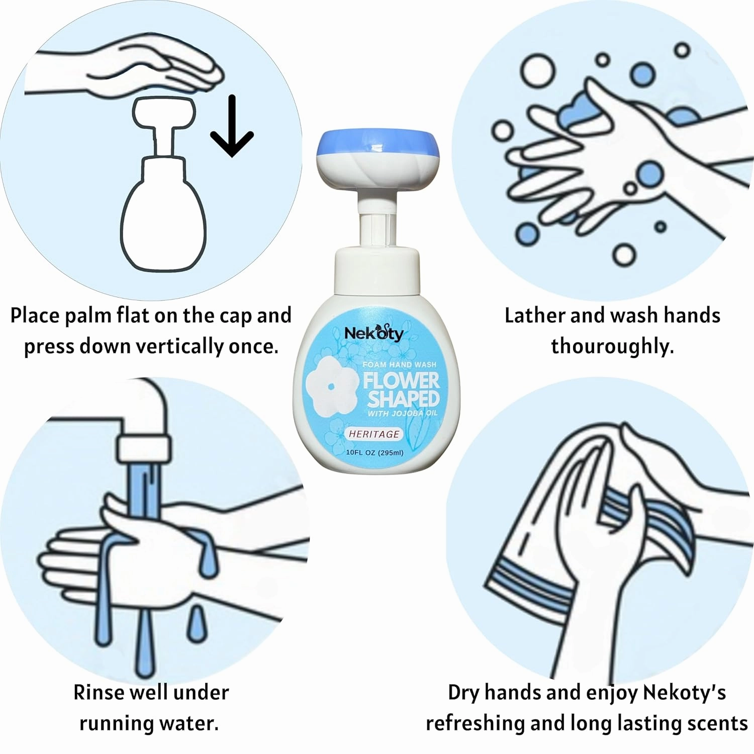 Nekoty Flower Stamp Foaming Hand Soap | Long Lasting Scent | Gentle and Moisturizing (Barbershop)