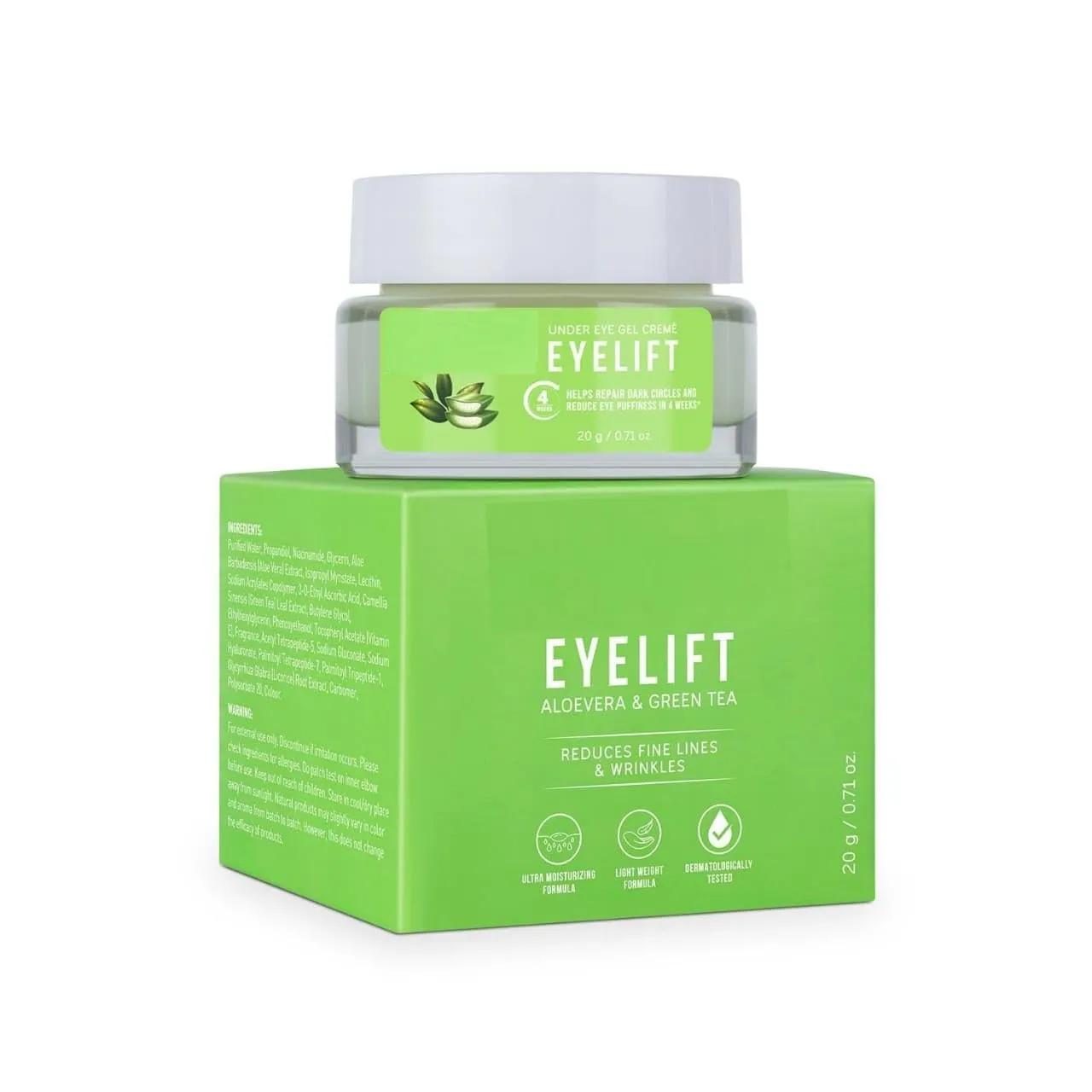 NK Organic EyeLift Hydrating Natural Under Eye Cream Gel for Dark Circles, Puffy Eyes, Wrinkles & Fine Lines for Women & Men