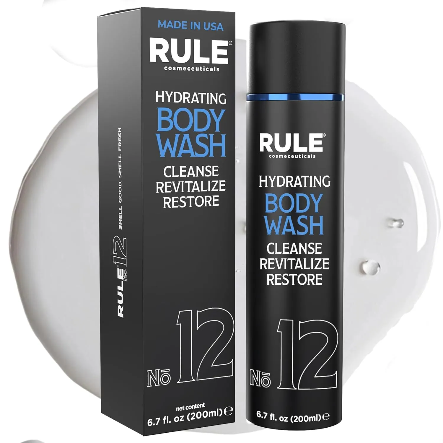 No. 12 Body Wash, Shower Gel for Men, Men’s Body Wash with Shea Butter, Aloe Vera and Coconut Oil for Skin, Cleanse, Revitalize & Restore, 200 mL