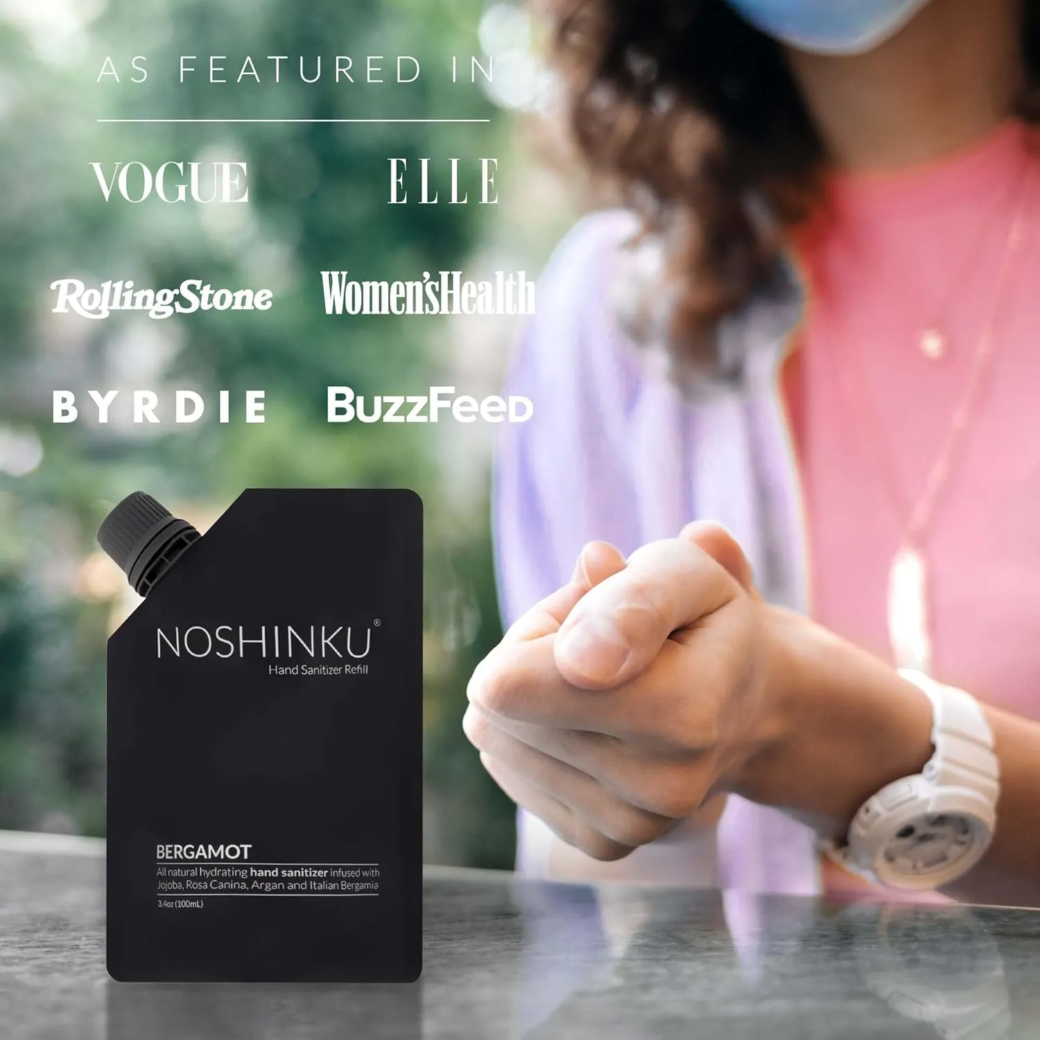 Noshinku Pocket Hand Sanitizer Spray Refill Pouch, Natural Moisturizing Hand Sanitizer Refill With 70% Sugarcane-Derived Alcohol, 200 mL (3.40 Fl Oz (Pack of 2), Bergamot)
