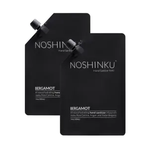 Noshinku Pocket Hand Sanitizer Spray Refill Pouch, Natural Moisturizing Hand Sanitizer Refill With 70% Sugarcane-Derived Alcohol, 200 mL (3.40 Fl Oz (Pack of 2), Bergamot)