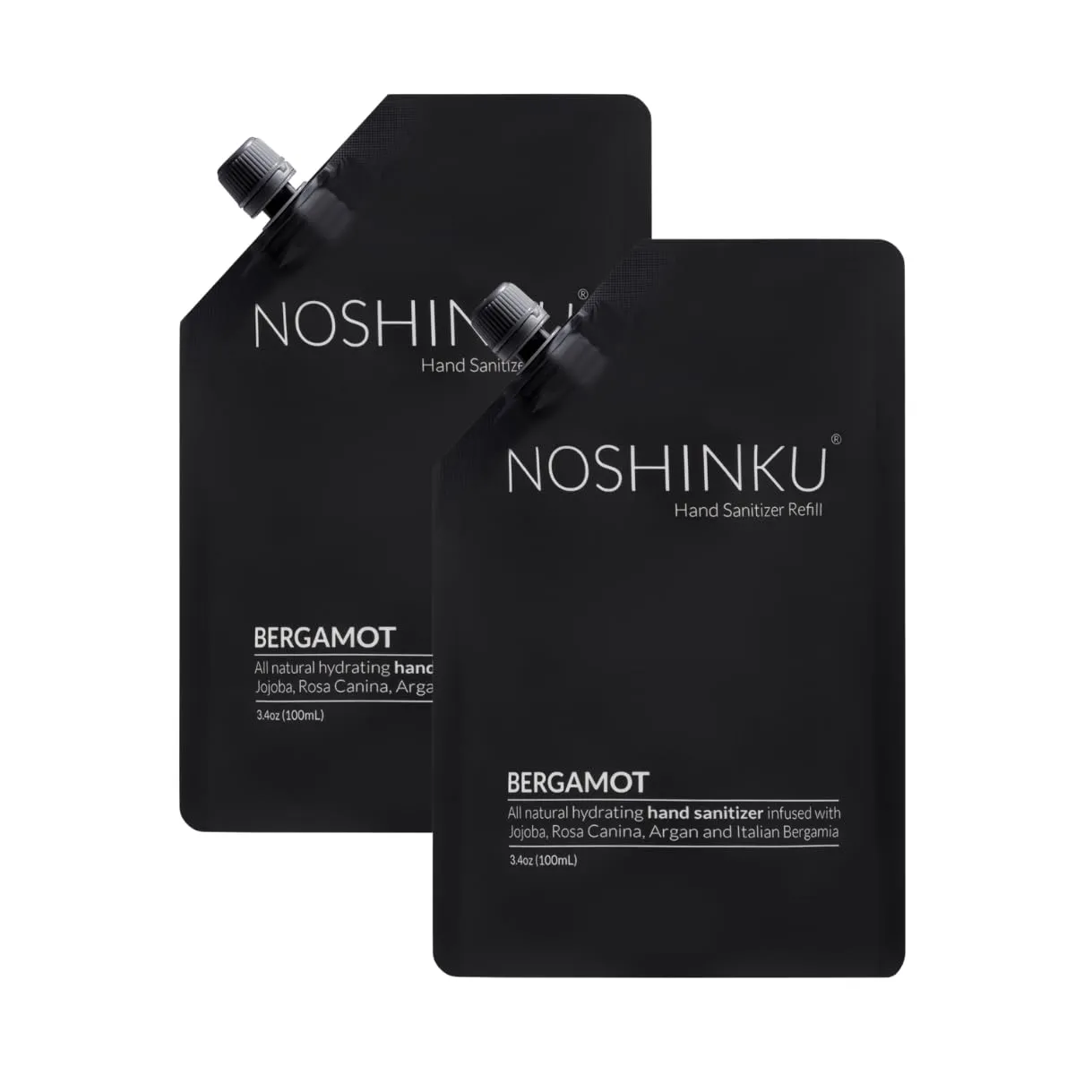 Noshinku Pocket Hand Sanitizer Spray Refill Pouch, Natural Moisturizing Hand Sanitizer Refill With 70% Sugarcane-Derived Alcohol, 200 mL (3.40 Fl Oz (Pack of 2), Bergamot)