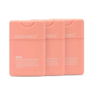 Noshinku Spice (Sweet Orange   Bay Leaf) Refillable Pocket Hand Sanitizer 3-Pack | Organic Antibacterial Sanitizing Mist with Moisturizing Botanical Oils | Kills 99.9% of Germs | Travel Size