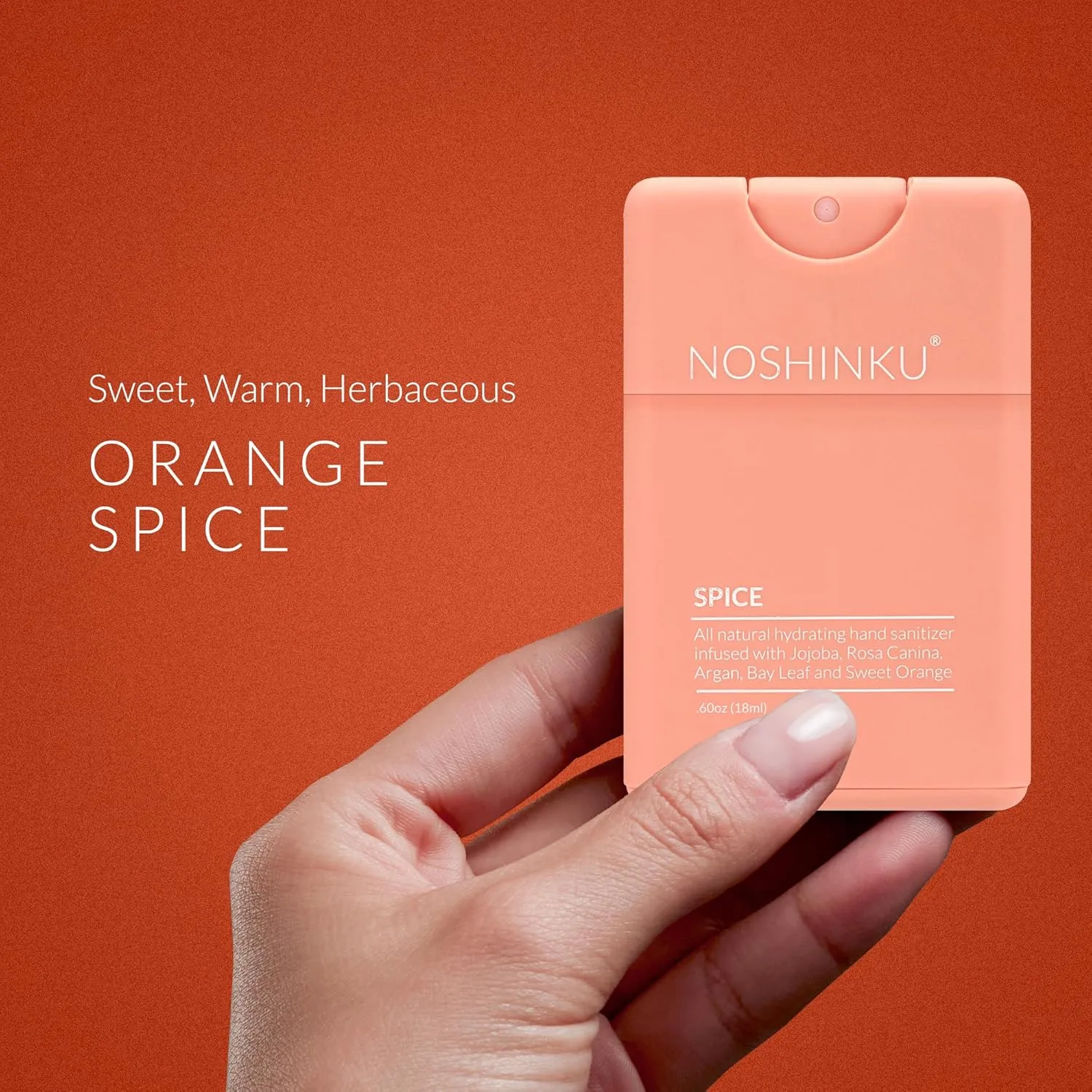 Noshinku Spice (Sweet Orange   Bay Leaf) Refillable Pocket Hand Sanitizer 3-Pack | Organic Antibacterial Sanitizing Mist with Moisturizing Botanical Oils | Kills 99.9% of Germs | Travel Size